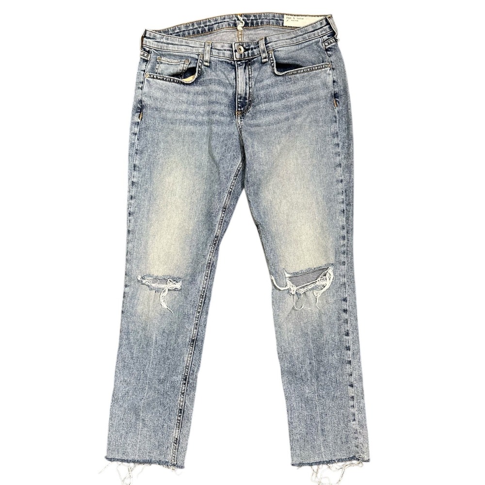 Rag & Bone‎ Dre Low-Rise Slim Boyfriend Jeans Stella Light Wash Distressed SZ 28